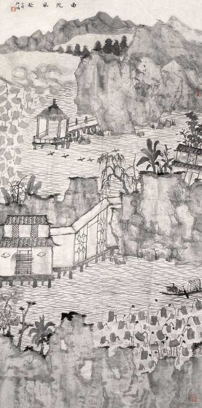 何加林 山水 立轴